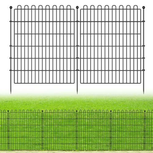 10-Panel No-Dig Garden Fence, 32in x 23.6ft, Metal, Portable
