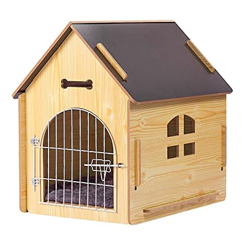 DREAMSOULE Wooden Pet House with Roof for Dogs Indoor Use, Easy Assemble Breathable Dog Crate for Small Medium Dog Cat, Dog Kennel for Playing and Resting Cover