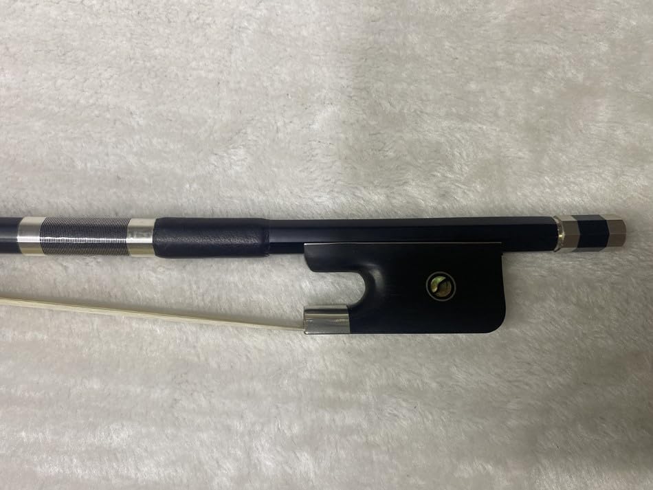 3/4 double Bass Bow Upright Bass balck Carbon Fiber Bow Ebony Frog Natural Horsehair Black or white for adult (white)