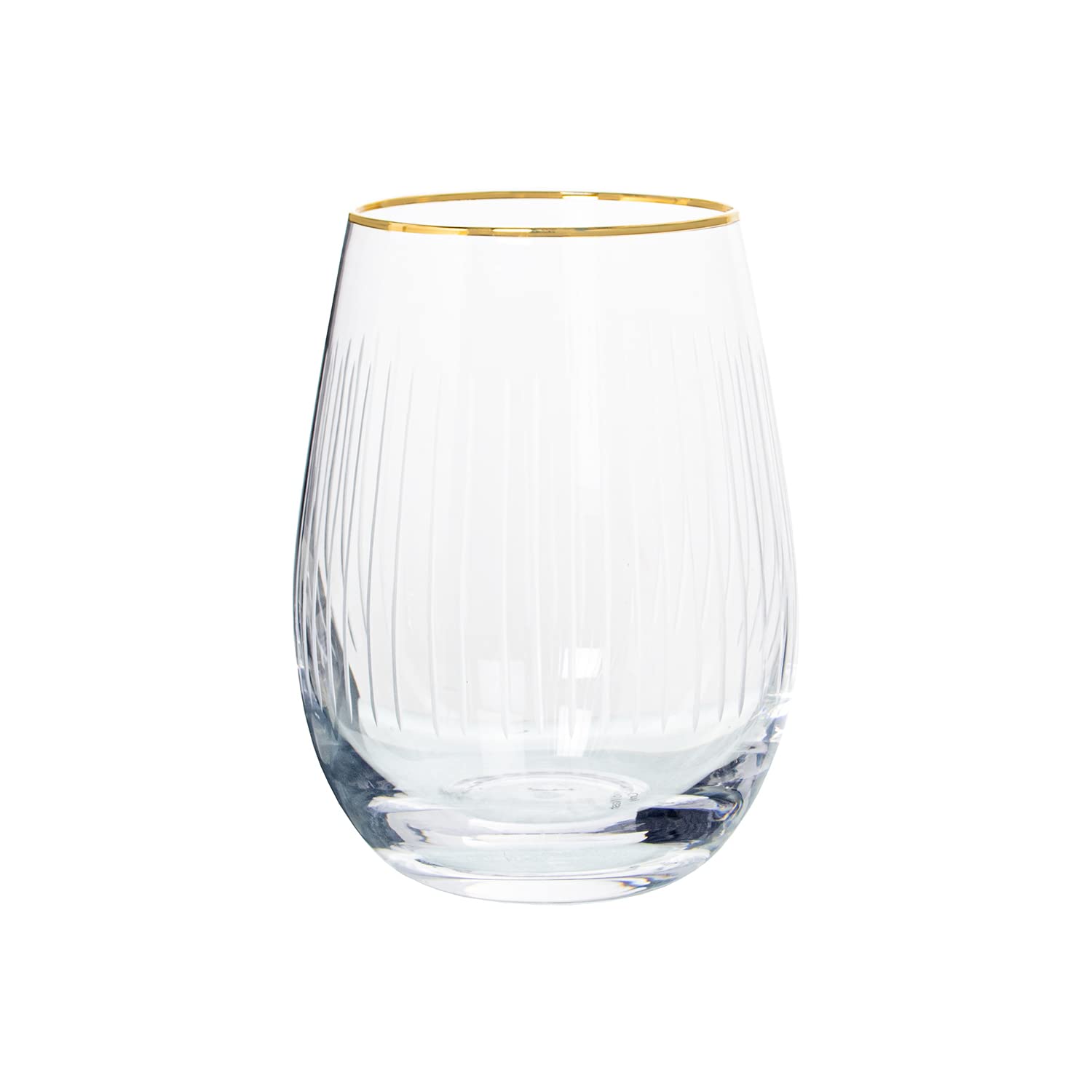 Set de 6 Vasos de Cristal Tallado y 400ml en Transparente y Filo Dorado 8,5x11,5cm