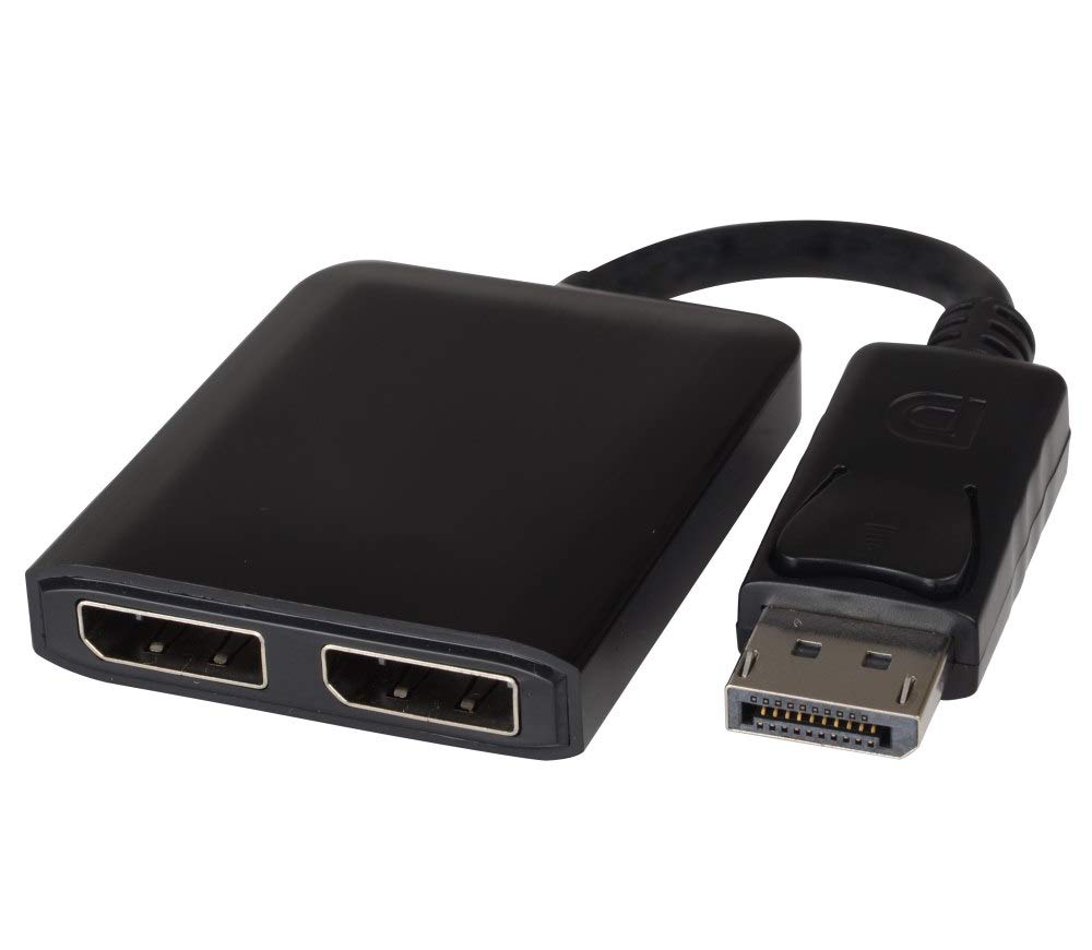 PremiumCord MST DisplayPort to 2x DisplayPort Adapter, Extended+Mirror Function, Video 8K @60Hz with DSC, 8K @ 30Hz without DSC, UHD 4K 2160p, Length: 20 cm, Black