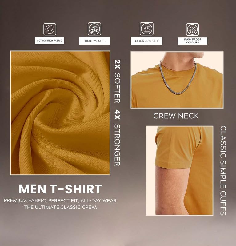 Image of Sleepynuts Men's Regular Fit Round Neck Half Sleeves Solid Casual Wear T-Shirt