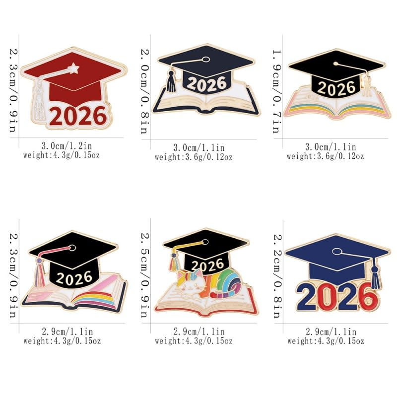 Image of Graduation Enamel Lapel Pins Class of 2026 Graduation Caps Brooches Gifts Souvenir Emblem Badges Diploma Brooche for High College Teacher School Vacation Accessories