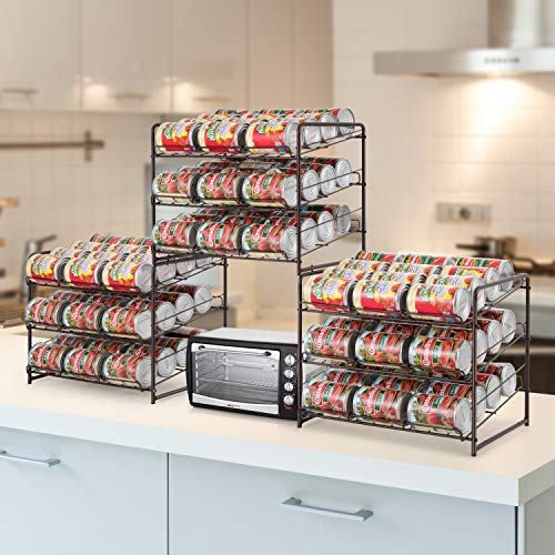Auledio 3 Tier Can Rack, Stackable and Adjustable Multi-Function Cabinet Basket Organizer,Bronze