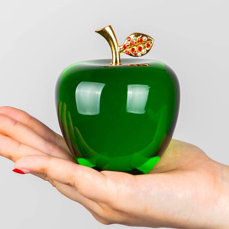 Crystal Ornament Green Fruits Glass Fruit Figurine Handmade Art Gift for Christmas Birthday Ornament