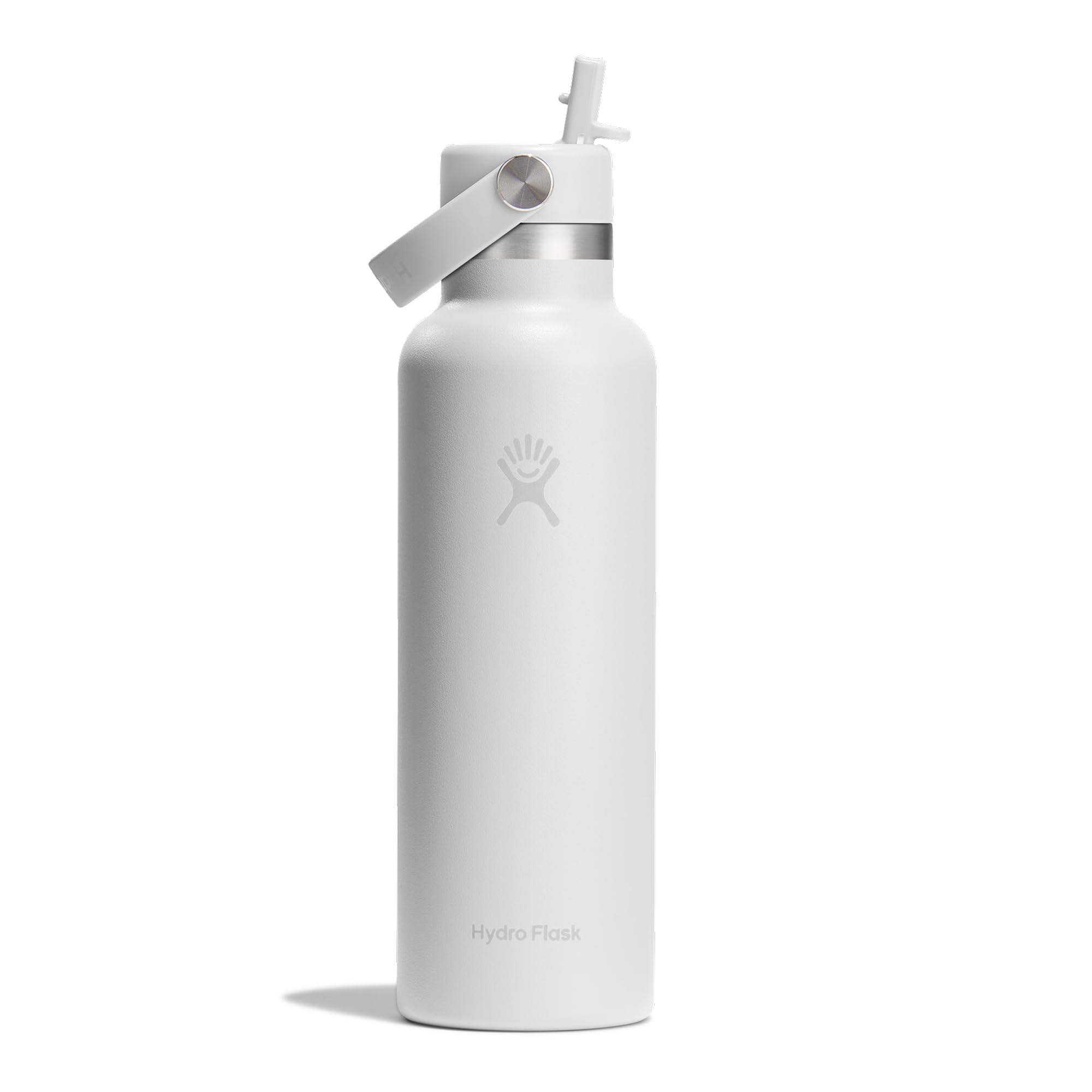 Hydro Flask – Standard Flex Straw Cap 621 ml (21 oz) Bottle – Stainless Steel, Leakproof, Cupholder Compatible – Insulated Cold 24 Hrs – White