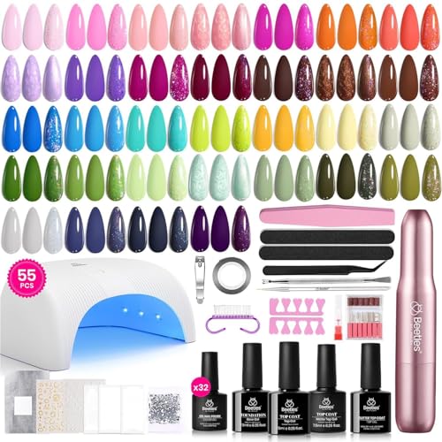 Beetles 55Pcs Gel Nail Polish Kit with U V Light