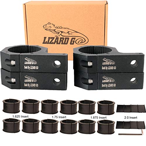 LIZARD GO Tube Clamps - Pack of 4 Horizontal Bar Clamp 1.625 inch 1.75 inch 1.875 inch 2.0 inch Roll Bar Clamp for LED Light Bar Cube Lights ATVs Whips (1.625~2.0 Clamps)