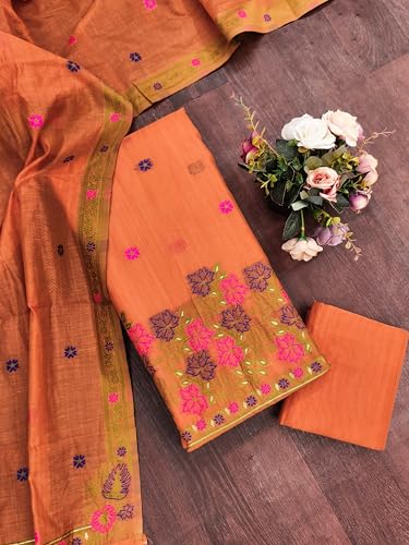 Image of DEVANGI Women's Jamdani Cotton Unstitched Suit & Dupatta Material