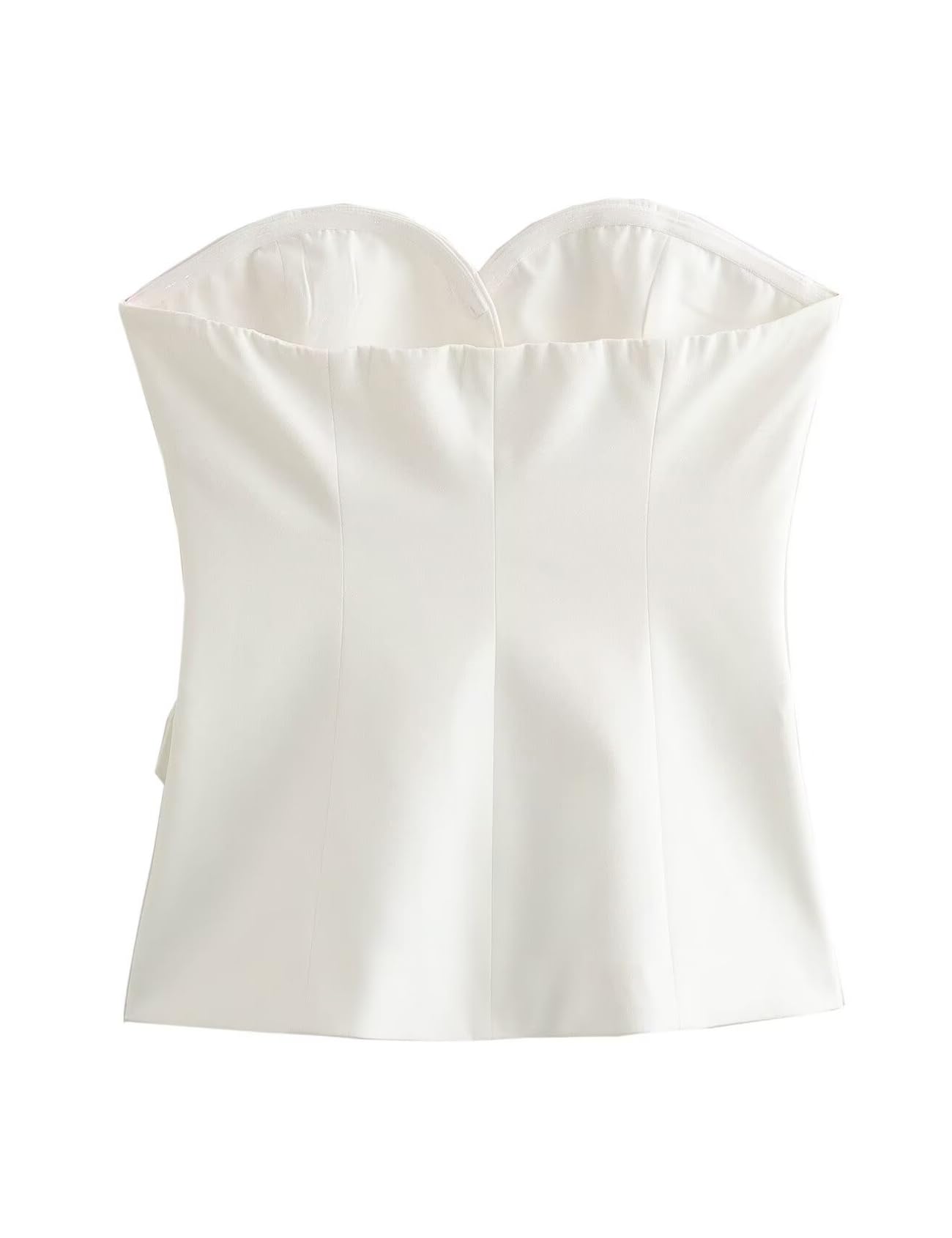 Perbai Ärmelloser Damen-Blazer, schulterfrei, Knopfleiste vorne, tailliert, trägerlos, Business-Bandeau-Weste