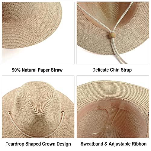 Sombrero Fedora de paja para mujer verano playa miniatura 3