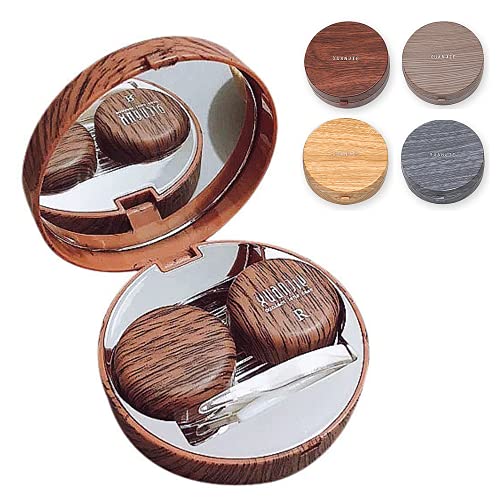 Mini viaje simple lente de contacto, caja de lente de contacto de grano de madera, caja de lente de contacto portátil (gris) Cover