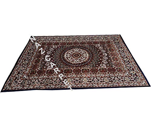 Image of Kashmiri Traditional Woollen Carpet with Advanced 1 Inch Thickness & Classical Look 240x335cm (8x11 Feet) Color Blue