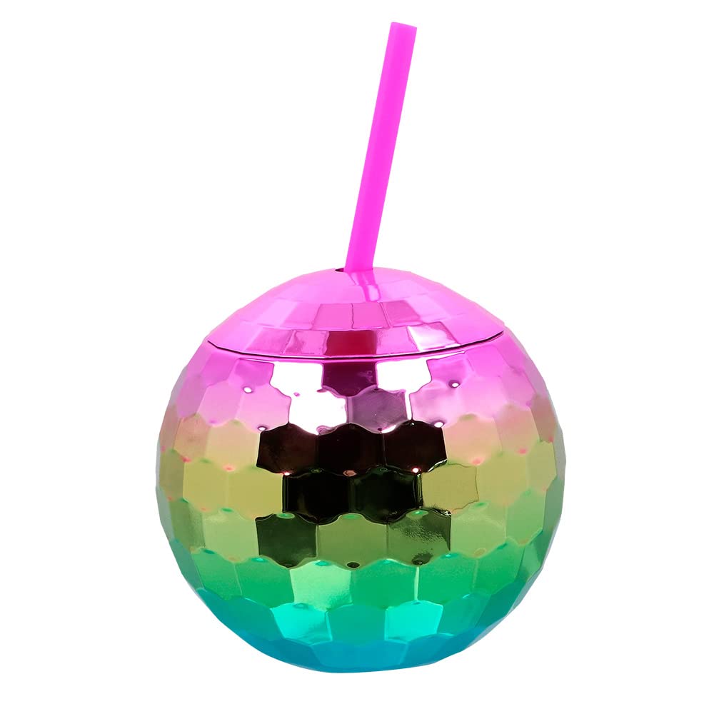 Boland Rainbow Disco Ball Cup with Straw Party Accessory