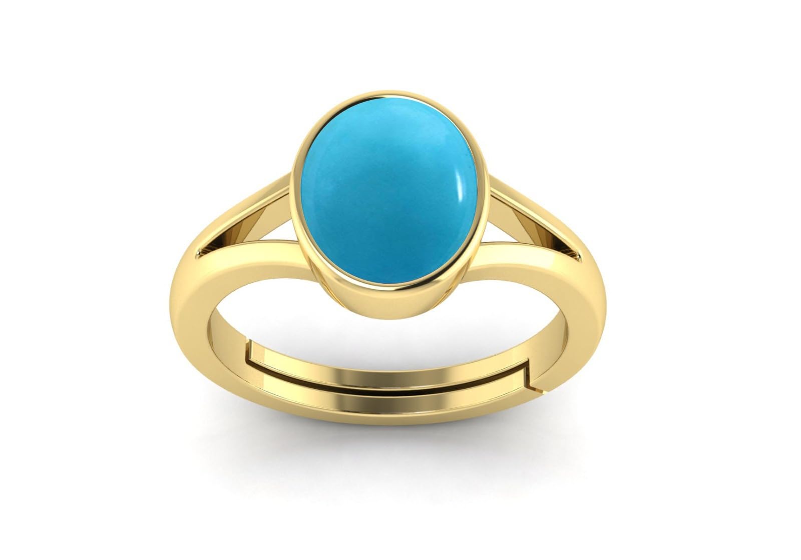 PRANJAL GEMS14.25 Ratti Turquoise Stone Original Certified Firoja Firoza Gemstone Adjustable Ring With Lab Certificate