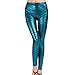 Produktbild Damen Leggings Mermaid Meerjungfrau Glanz Leggings Fisch Schuppen Scale Glänzend Strumpfhose Hüfthose Hose Skinny Pants für Karneval Kostüm, L--Taille: 58-86cm--Hüft: 72-94cm--Länge: 91cm, Blau