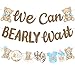 CANDY CHEF We Can Bearly Wait Banners Bear Baby Shower Banner Teddy Bear Baby Shower Decorations 3PCS We Can Bearly Wait Baby shower Decorations for Boy Bear Birthday Party Supplies, Blue