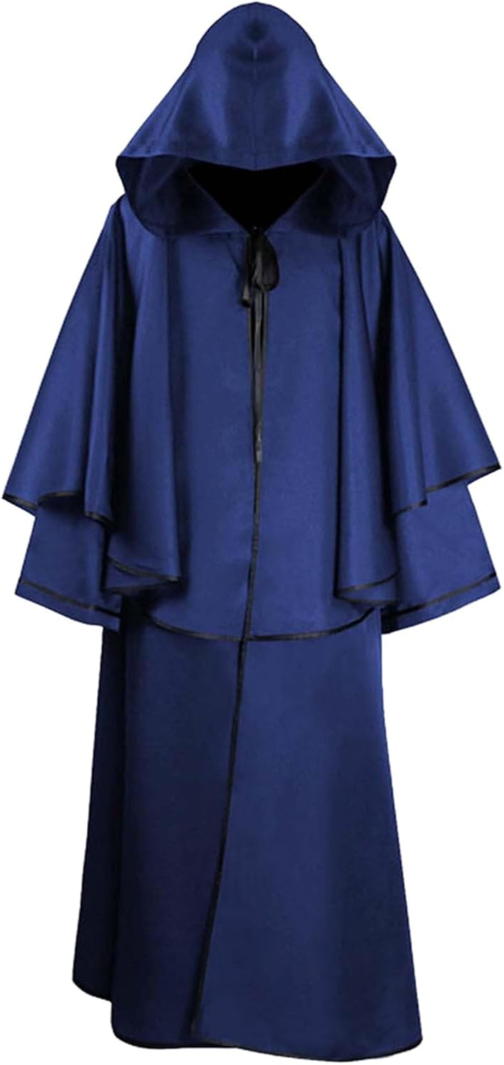 Wankang Men Women Tunic Hooded Robe Cloak Knight Fancy Cool Cosplay Costume Halloween Costume Tunic Hoodies Robe Capes Adult