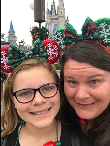 Image of CLGIFT Rose gold Minnie Ears,Pick your color, Iridescent Minnie Ears, Silver gold blue minnie ears, Rainbow Sparkle Mouse Ears,Classic Red Sequin Minnie Ears (Christmas Green)
