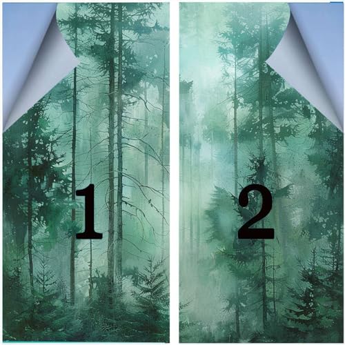 Película decorativa adhesiva para ventana efecto esmerilado verde bosque miniatura 3