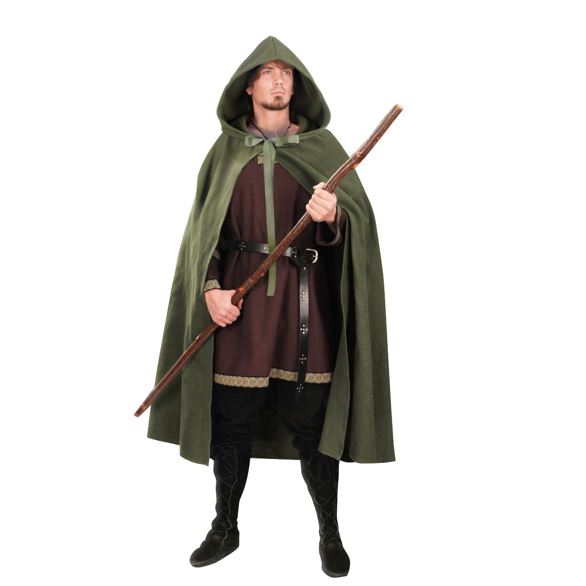 JPXHRenaissance Hooded Cape Witch Cloak with Hood Medieval Hobbit Halloween Costume