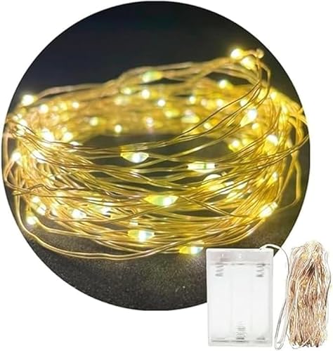 Fio Fada Cobre Branco Frio Luz Natal 10m 100 Leds Pilha Festa Decoração Natal Pisca Luz Natalina Cor