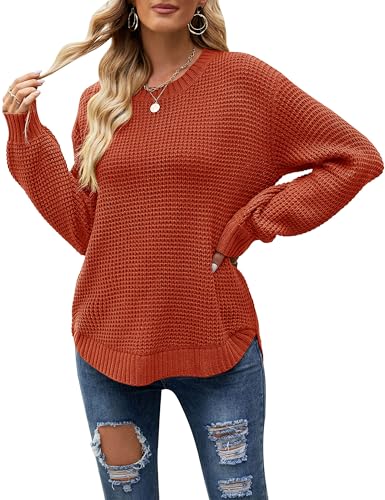 Image of MEROKEETY Women's Fall Long Sleeve Waffle Knit Oversized Sweater