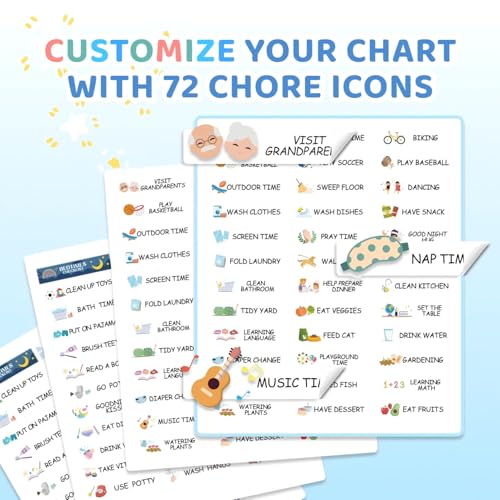 Image of 2 in 1 Namable Chore Chart for Kids, Dry Erase Morning /Bedtime Routine Chart for Kid for Refrigerator, Magnetic Visual Schedule for Kid Toddlers to Do List Checklist for Kids