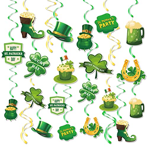 30 Stück St.Patrick's Day hänge Dekoration,St.Patrick's Irland Party Dekoration,Kleeblatt Deko für St.Patrick's Day,St.Patrick's Day Party Deko Irischer Dekoration,St.Patrick's Day Hängedekoration Cover