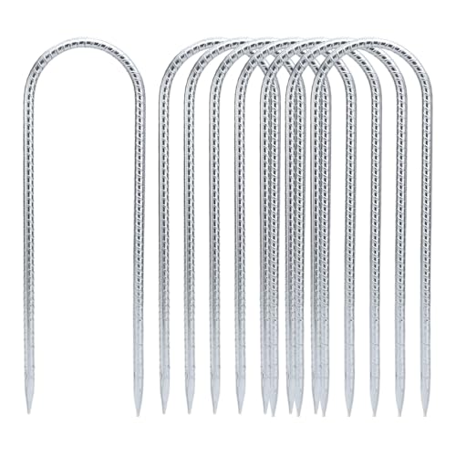 SHENGHUISS Estacas de varilla de 12 pulgadas, Forma U para trampolín, 8 piezas de acero galvanizado para anclar tienda y jardín miniatura 1