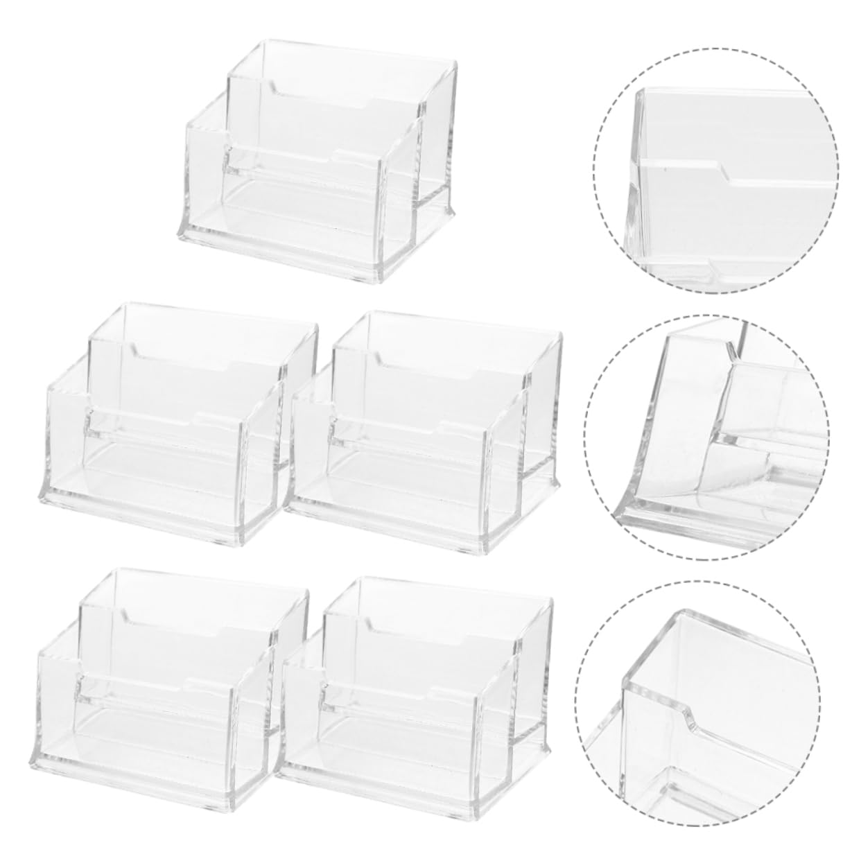 5 Pezzi Biglietti Visita in Plastica Organizer Scrivania Leggero e Compatto per Ufficio Conferenze ed Esposizioni con Doppia Sezione per Facile Accesso e Massima Visibilità