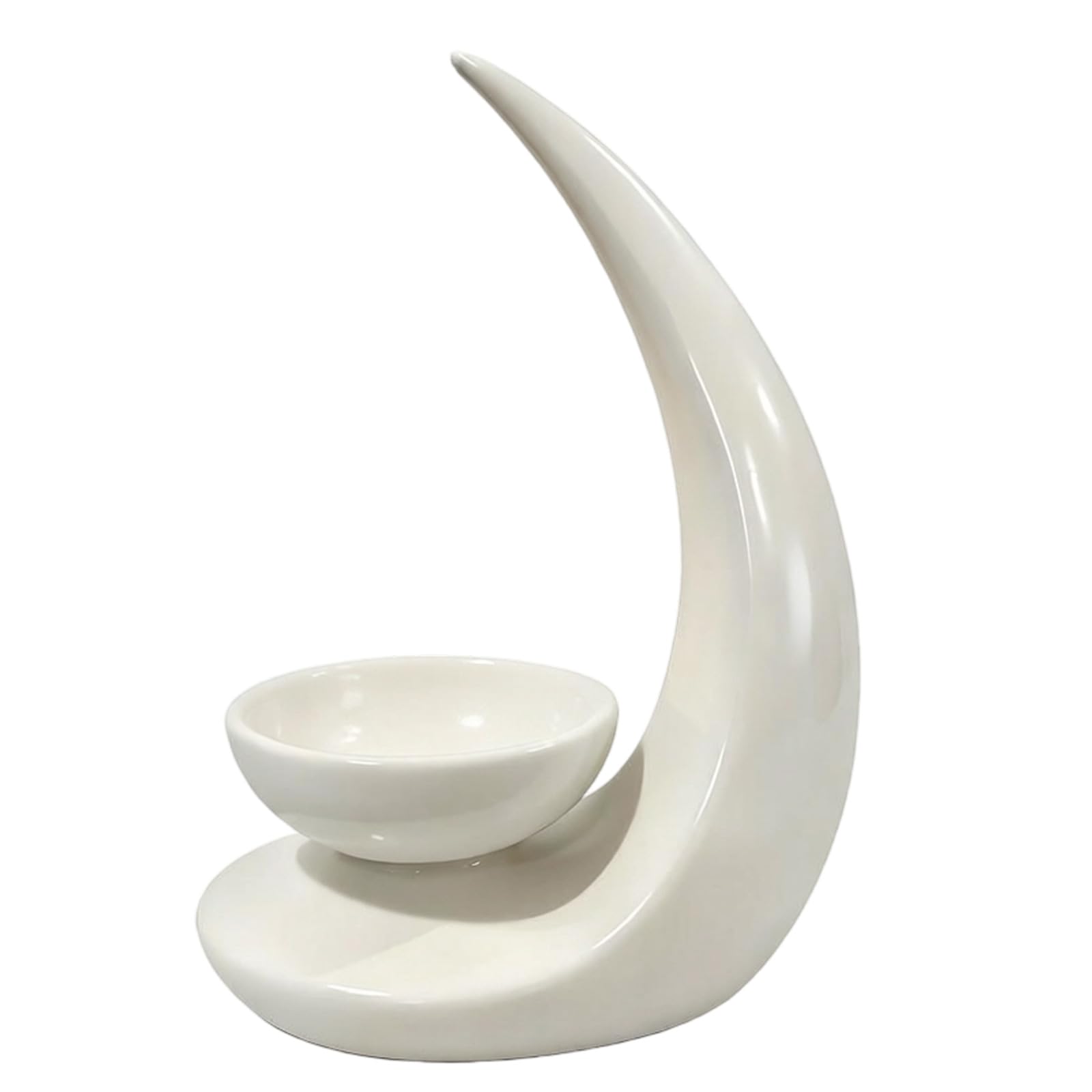 Mekalero Minimalists Ceramic Moons Shape Tealight Holders with Stable Base Suitable for Various Home Styling Decoration Moons Shape Stand