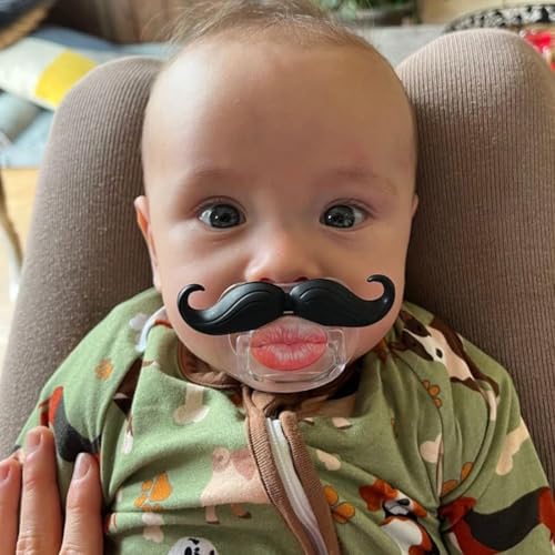 Image of 3Pcs Funny Pacifiers for Babies, Newborn Pacifier 0-6-12-18 Months, Infants Teeth Pcifiers for Toddlers, Mustache Pacifier BPA Free