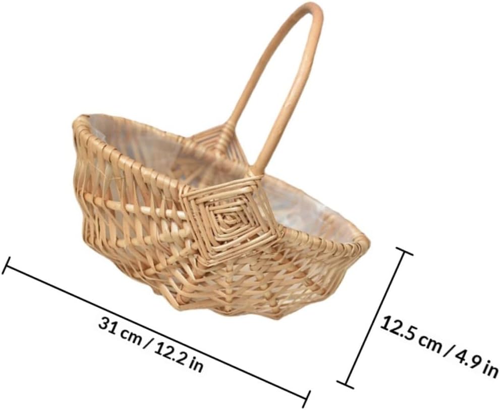 BETOOKY Woven Hand Wicker Flower Girl Basket Large Decorative Flower Holder Multipurpose Wicker Basket for Wedding Ceremony and Party Supplies