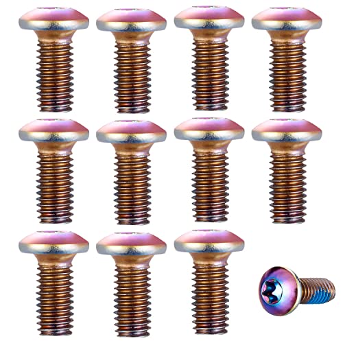 Bonnoeuvre Lot de 12 boulons de Frein à Disque de vélo en Alliage d'acier T25 M5 x 10 mm pour VTT, vélo (Multicouleur) Cover