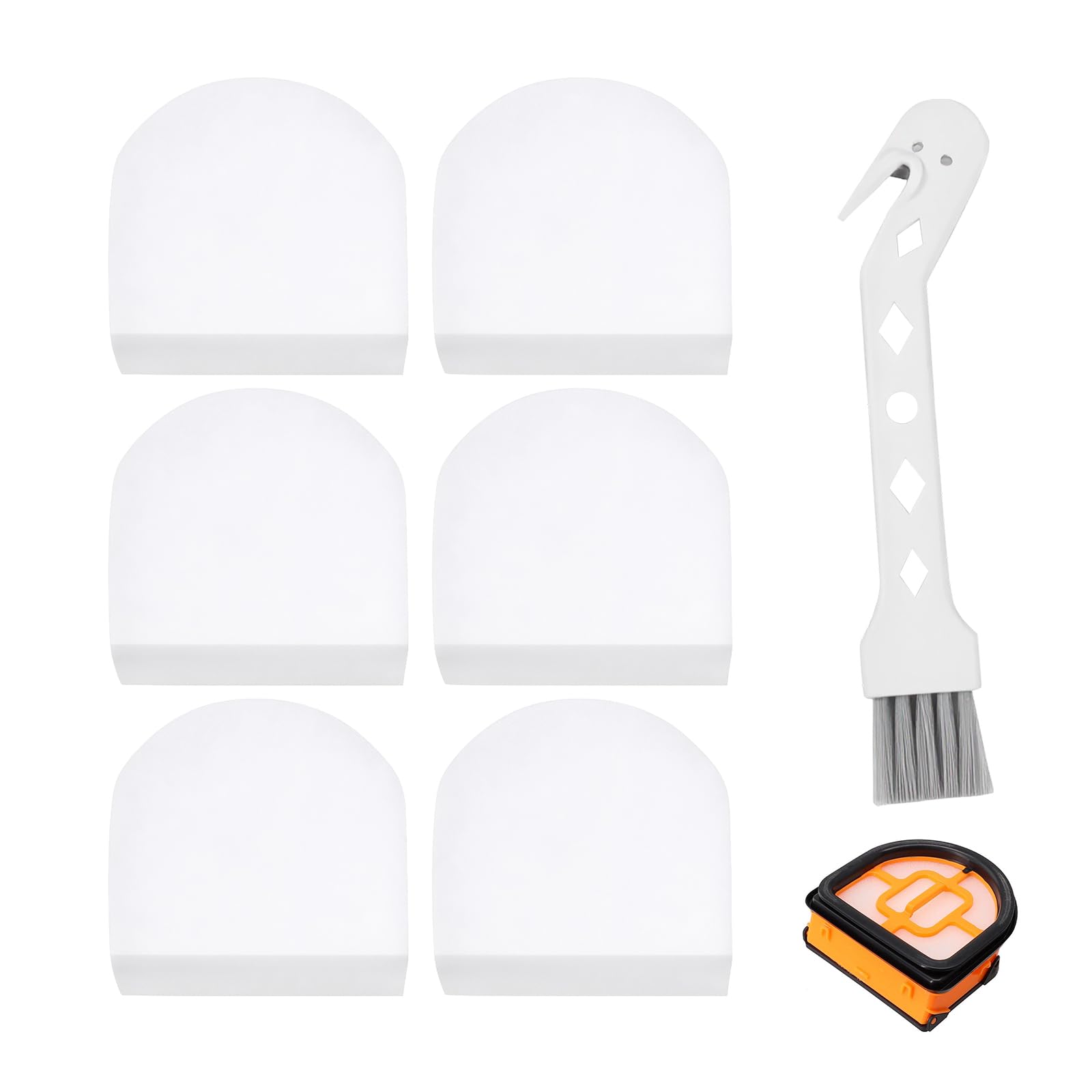 6 Pack Foam & Felt Filters Spare Part for Shark WD100, WD101, WD101C Sponge HEPA Filter Replacement Part Vacuum Foam & Felt Filters 3-in-1 Vacuum Cleaner Accessories for HydroVac Pro XL