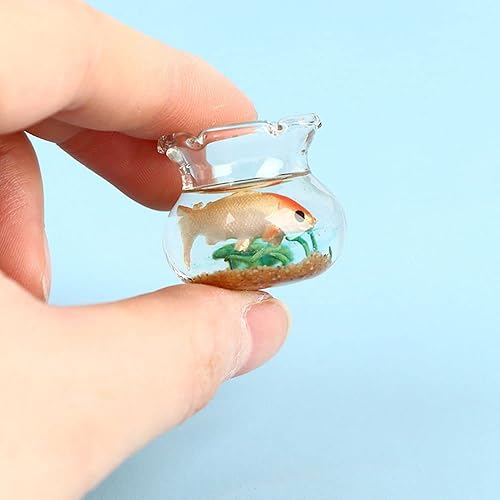 WEISHA Casa de muñecas en miniatura, 1 unidad, casa de muñecas, mini pecera de cristal, adorno para el hogar, cuenco de pescado en miniatura, modelo