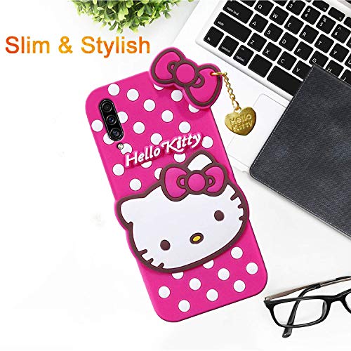 Image of Unirock Hello Kitty Back Case Cover for Samsung Galaxy A30s| 3D Cute Hello Kitty Case |Soft Silicone Rubber Back Cover with Pendant Kitty Cover for Samsung Galaxy A30s (Pink)