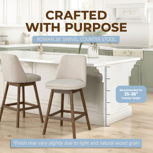 Image of ROME + OAK Rowan 26 Inch Swivel Counter Height Stool, Walnut Finish