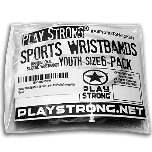 Play Strong Motivational Wristband Bracelets (Green, 6-Pack, Classic 1/2 x 7 Youth Size) Durable Silicone Bracelets, Team Coach Athlete Motivation #AllProfitsToHelpKids