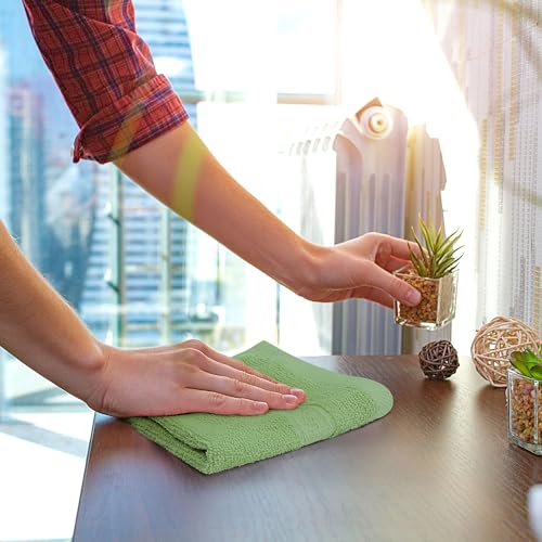 Image of Utopia Towels 12 Pack Premium WashCloths, 12x12 in, 100% Cotton, Sage Green | Highly Absorbent Soft Feel Lightweight Washcloths - Premium Ring Spun Cotton, Ideal for Bathroom, Spa, Gym & Face