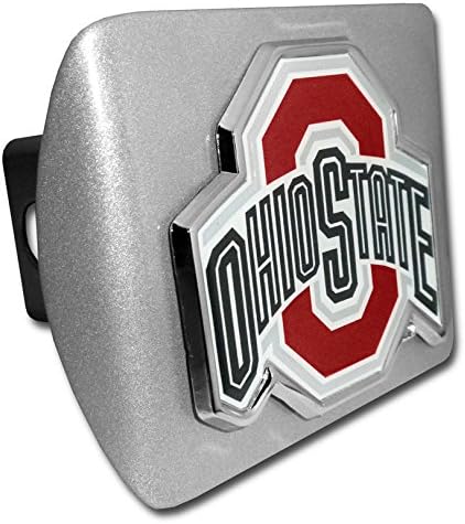 Elektroplate Ohio State University (with Color) Brushed Chrome Hitch Cover