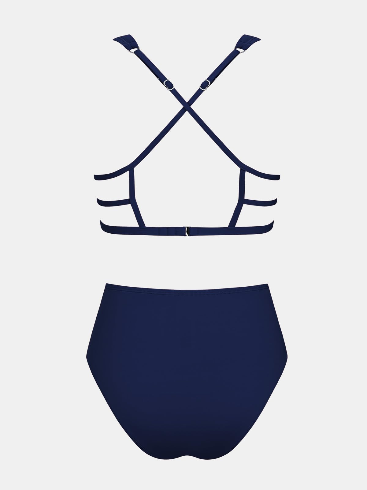 CUPSHE Damen Bikini Set V Ausschnitt Raffungen Hochtaillierter Bademode gekreuzte Träger am Rücken verstellbare Haken Zweiteiliger Badeanzug