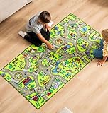 ToyVelt Kids Carpet Playmat Car Rug - City Life Educational Road Traffic Carpet Multi Color Play Mat - Large 60