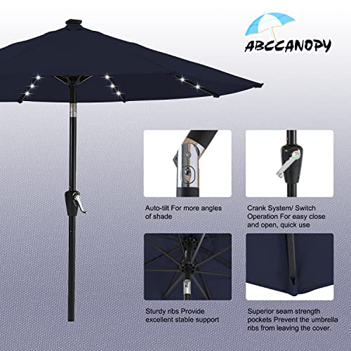 Image of ABCCANOPY Durable Solar Led Patio Umbrellas with 24LED Lights 7.5FT (Navy Blue)
