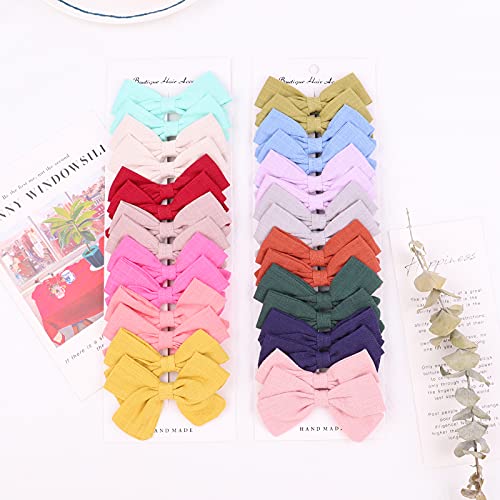 30Pcs Baby Girls Hair Bows Clips Linen Hair Barrettes Boutique Hair Accessories For Kids Toddlers Babies In Pairs #TOP7