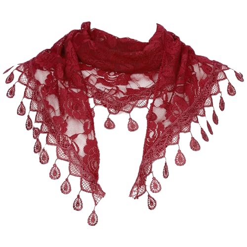 Lace Rose Floral Mantilla Scarves, Tassel Mesh Triangle Shawl, Chapel Head Covering Mass Bridal Veils