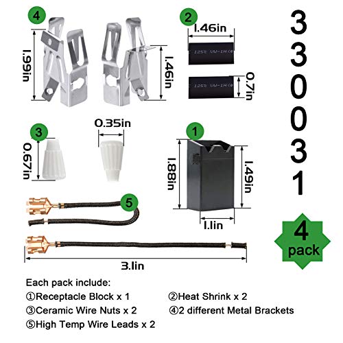 MP22YA Electric Range Burners Element Set (2pcs MP15YA 6\" & 2pcs MP21YA 8\") with 4pcs 330031 Receptacle Kit, Electric Stove Coil Burner for WhirlpooL Jenn-Air Maytag Kenmore MagicChef Admiral Stove