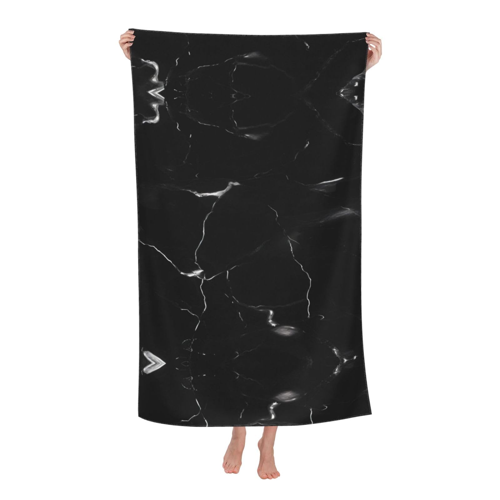 KPXXAQT Black Marble Print Oversized Adult Beach Towel Quick-Dry Travel Swimming Camping Outdoor Adventures