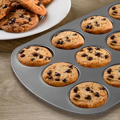 Tiawudi Muffin Top Pan, 12 Cavity Cupcake Pan, 3 Inch Nonstick Bakeware for Eggs, Cornbread, Cookies, Whoopie Pies and Yorkshire Pudding - Thumbnail 2